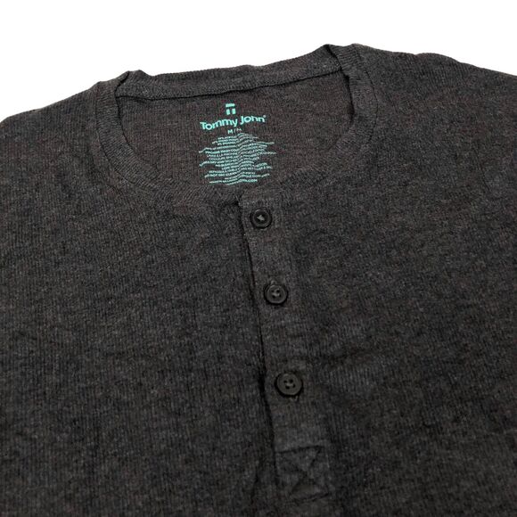 NEW Tommy John Lounge Long Sleeve Henley Shirt Pajama Top Loungewear Mens M Gray - Picture 2 of 5
